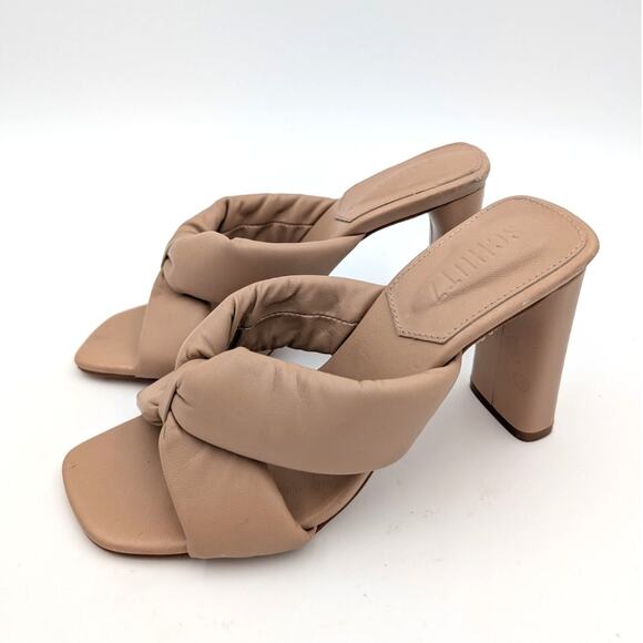 Schutz Fairy Block High Heel Sandal Women's Leather True Beige Size US6B EU37 - Picture 1 of 14